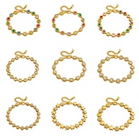 Gelang pesona wanita berlapis emas 18K dengan zircon inlay stainless steel TD, desain multi-gaya hati bunga geometris, hadiah modis