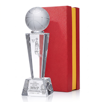 Trophée de basket-ball personnalisé en cristal K9, design gravé au laser 3D, boule givrée, prix MVP de la ligue sportive