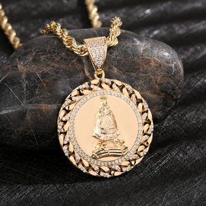 สร้อยคอจี้ทรงกลมดีไซน์วินเทจประดับเพชรซิคอนทองเหลืองชุบทอง 14K สำหรับเด็ก - Product Image 2