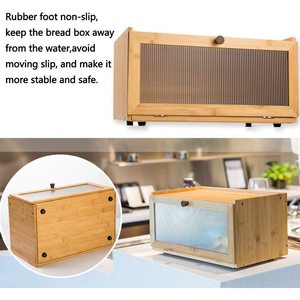 Boîte à pain en bambou avec tapis antidérapant, 1 niveau, rangement de cuisine pour la conservation du pain - Product Image 5
