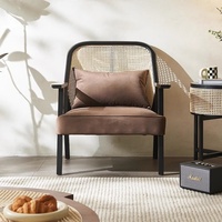Chaise de loisirs double trois places en rotin de style chinois avec dossier haut rembourré pour salle à manger