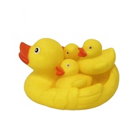 Jouets de bain pour bébé 4 pièces en PVC, mère et fils, son BB, grand canard jaune, flotte trois fois, multicolore