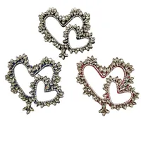 Strass Perle Coeurs Coudre sur Applique Vêtements Broderie Argent Coeurs Perlé Coeur Patches pour Vestes