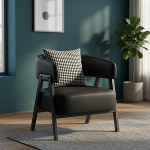 Modern PU Leather Living Room <b>Chair</b> Solid Back Metal Legs Ergonomic Design Contemporary Style Home Furniture - Product Image 4