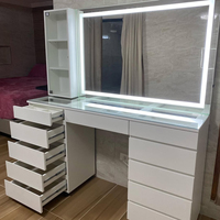 JIAMEIJIA Table de toilette moderne en bois en gros - Coiffeuse élégante avec miroir éclairé réglable