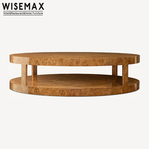 WISEMAX mobili retrò rustico a due strati di Design in legno lucido tavolino rotondo per Hotel camera da letto mobili moderni per la casa - Product Image 1