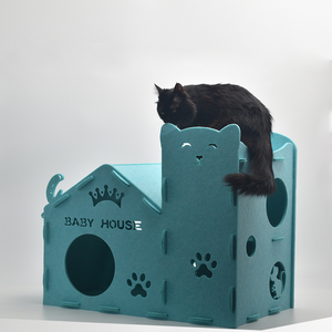 Épissure faite à la main en feutre chat grotte respirant pli plat feutre chat et chiot <span class=keywords><strong>maison</strong></span> cachette confortable pour chats d'intérieur - Product Image 6