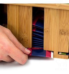 Dispensador de bolsitas de té de bambú, organizador de bolsitas de té - Product Image 3