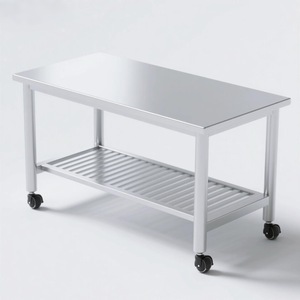 Bàn làm việc bằng thép không gỉ đạt chuẩn, có thể điều chỉnh chiều cao, dùng cho nhà hàng, bàn chuẩn bị thực phẩm bằng thép không gỉ - Product Image 2