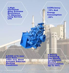CDHB Excellent Wear Resistance High Chrome Alloy Horizontal Sand Pump Rubber Lined Slurry Pump for for Sharp Quartz Particles - Product Image 2