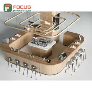 Minimal Coffee Merchandise Display Rack White Oak Finish Bakery Product Area Storefront Coffee Display Rack - Product Image 5