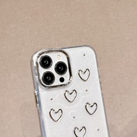 Coque de téléphone antichoc en TPU style Ins, élégante, avec cœur argenté, pour iPhone 17 Pro Max, coque de téléphone scintillante pour iPhone 16 15 14 13 12 11