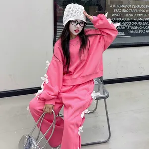 Nuovo Set di abbigliamento <span class=keywords><strong>per</strong></span> <span class=keywords><strong>ragazze</strong></span> adolescenti a maniche lunghe con fiocchi felpa + pantaloni Set di abbigliamento <span class=keywords><strong>per</strong></span> bambini - Product Image 4