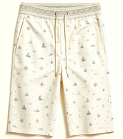 Short de plage mi-mollet pour femme à imprimé tropical, taille élastique jacquard avec cordon de serrage, coupe ample et légère, idéal pour les vacances à la station balnéaire