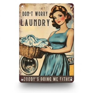 <strong>Laundry</strong> Room Decor, Funny <strong>Laundry</strong> Signs Wall Decor, Don't Worry <strong>Laundry</strong> Vintage Metal <strong>Sign</strong> for Bathroom Mudroom Drying Area - Product Image 1
