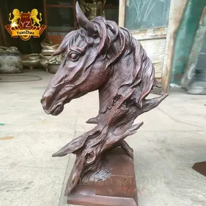 Indoor und Outdoor Metall Tier Skulptur Lebensgröße Cast Bronze Pferdekopf Büste Statue Skulptur