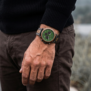 <span class=keywords><strong>Montre</strong></span> de luxe pour homme, chronographe à quartz gravé sur mesure, <span class=keywords><strong>sport</strong></span> moderne, bois de santal vert, résistante à l'eau, écologique - Product Image 2