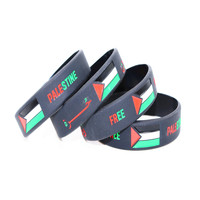 Gelang Silikon Multi-warna Palestina Bebas Grosir, Gelang Promosi Tahan Air dengan Cetak Bendera Negara
