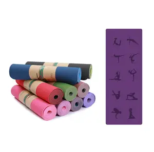 定制标志家居健身锻炼瑜伽，环保天然回收双层6毫米Tpe瑜伽垫。