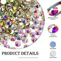 Strass en verre à dos plat de qualité supérieure, 12 facettes, en vrac, base argentée, cristal écologique pour nail art, vêtements, chaussures, robes de mariée