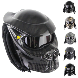 Casco de Motocicleta Integral Ligero de Fibra de Carbono <span class=keywords><strong>con</strong></span> Luces LED, Diseño Abatible, <span class=keywords><strong>Trenzas</strong></span>, Casco Predator <span class=keywords><strong>con</strong></span> Forro de Espuma - Product Image 4