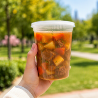 Gobelet à soupe jetable en PP de 32 oz, compatible micro-ondes et congélateur, avec couvercle hermétique anti-fuite pour la préparation des repas