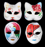 Masque en papier blanc non peint pour fête costumée, masque d'embryon demi-visage, vente en gros, pas cher, amusant, MJC160