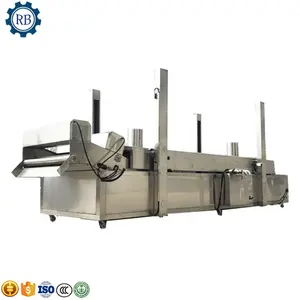 Whole set surface coated peanuts oil frying machine potato wedges deep fryer with outlet belt