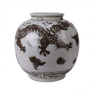 Jarrón de Porcelana Tradicional con Diseño de Dragón Marrón, Esmaltado, Cocido a Alta Temperatura, 8-12 Pulgadas, Decoración de Mesa - Product Image 2