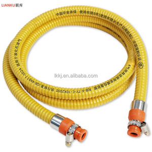 Tuyaux <span class=keywords><strong>de</strong></span> <span class=keywords><strong>gaz</strong></span> en acier inoxydable renforcé, revêtus <span class=keywords><strong>de</strong></span> PVC jaune, sur mesure et en gros, pour la cuisine. - Product Image 6