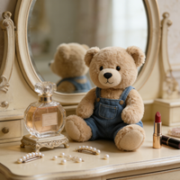 Peluche personnalisée en forme d'ours cowboy, 100% polyester, rembourrage en coton PP, design brodé - Tailles 11CM-30CM, unisexe, anniversaire