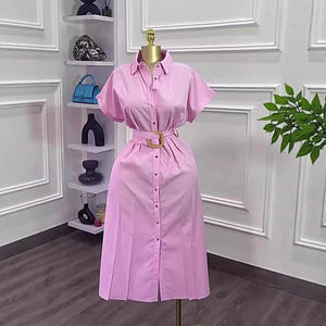 Abito <span class=keywords><strong>Midi</strong></span> Vintage da Donna AU 2025 Nuovo Stile Chic con Cintura e Popeline, Manica Corta con Fodera, Vestiti Femminili Robe Mujer - Product Image 2