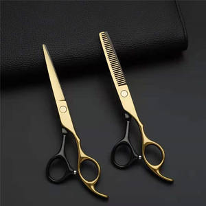 Ciseaux de coiffure dorés BT-6 pouces, ciseaux à effiler en acier inoxydable à long manche pour la coupe de cheveux professionnelle - Product Image 1