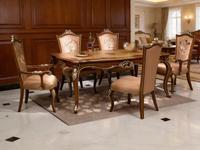 Französisches Massivholz-Esszimmer-Set mit 6 Stühlen, Antiker Handgeschnitzter Esstisch mit Blattgold für Zuhause und Restaurant, Individuelle Anpassung Möglich