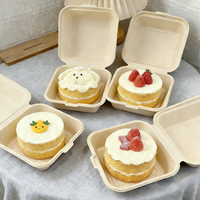 Nouvelles Boîtes Alimentaires Jetables en Canne à Sucre – Contenants Clamshell en Pulpe Naturelle de Canne à Sucre 6'' – Boîte à Déjeuner à Emporter en Bagasse Monopièce