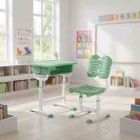 Ensemble bureau et chaise d'étudiant légers et réglables avec conception de soutien postural pour la salle de classe et l'étude à domicile