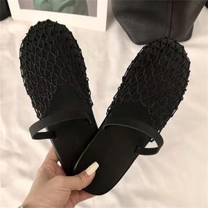 Factory Price Woven Women's <b>Flat</b> Bottomed Indoor/Outdoor Casual Slippers Comfortable Breathable Oversized <b>Sandals</b> with PU Insole - Product Image 2