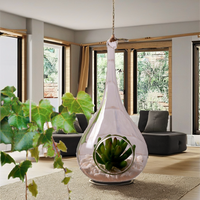Desain Modern kaca gantung Air mata tanaman udara terarium Dekorasi vas dinding untuk bunga rumah dan lilin