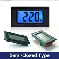 Panel Meter Volt Digital LCD 2-Kabel Tipe AC Mini Terintegrasi 20-500V untuk Instrumen Pengujian 100V 110V 120V 220V 230V 380V
