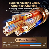 Kabel Pengisian Cepat 3-in-1 100W Transparan dengan Chip Pintar, Kabel Nilon Terjalin Tipe-C/8pin/Micro 2.1A Multi Kabel untuk iPhone Samsung