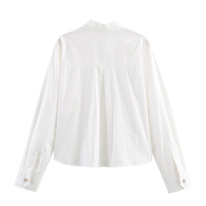 <span class=keywords><strong>Camisa</strong></span> Informal de Moda Coreana para Mujer, Estilo Otoñal, Corte Regular, Tejido a Rayas, Poliéster, con <span class=keywords><strong>Botones</strong></span> Decorativos - Product Image 2