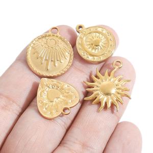 5 Stück Edelstahl rundes Kreuz Sun Moon Hand Charm Anhänger für Ohrringe Armband Halskette DIY Schmuck herstellung Zubehör - Product Image 6