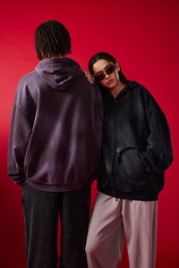 Neuer 430G Spray Monkey Print Distressed Frayed Edge Destroyed Mouse Pocket Kapuzenpullover mit doppeltem Reißverschluss - Product Image 6