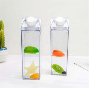 Best Selling Plastic Square 500ml/750ml/1L/1.9L Leak-Proof Dishwasher Safe Party Use <b>Kids</b> Drinking <b>Water</b> <b>Bottle</b> Push-Pull Lid - Product Image 3