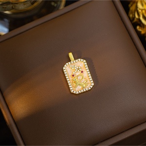 HD485 Venta Caliente Colgantes de Latón Esmaltado con Signos del Zodíaco de 12 Meses, Dijes Cuadrados Vintage con Incrustaciones de Circonita Cúbica para Collares al por Mayor - Product Image 6
