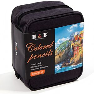 Ensemble <span class=keywords><strong>de</strong></span> crayons <span class=keywords><strong>de</strong></span> couleur à base d'huile avec 180 couleurs, adapté à l'art et au dessin des étudiants, avec un étui à crayons portable à rabat - Product Image 5