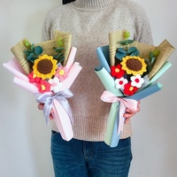 Buket Bunga Matahari Rajutan Kreatif untuk Guru Wanita, Hadiah Bunga Buatan dari Wol