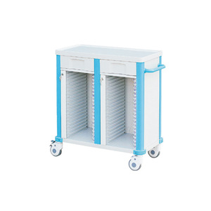 Medical Record Cart With <b>Drawers</b> 4 Castor Durable Hospital Trolley <b>Filing</b> Cabinet Model 02713 - Product Image 1