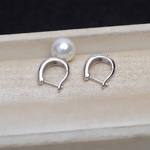 Pendientes de Plata S925 en Forma de U para Mujer, 8-14 Perlas, Accesorios DIY, Bandeja Vacía 4051, Colección Año Nuevo 2022 - Product Image 4