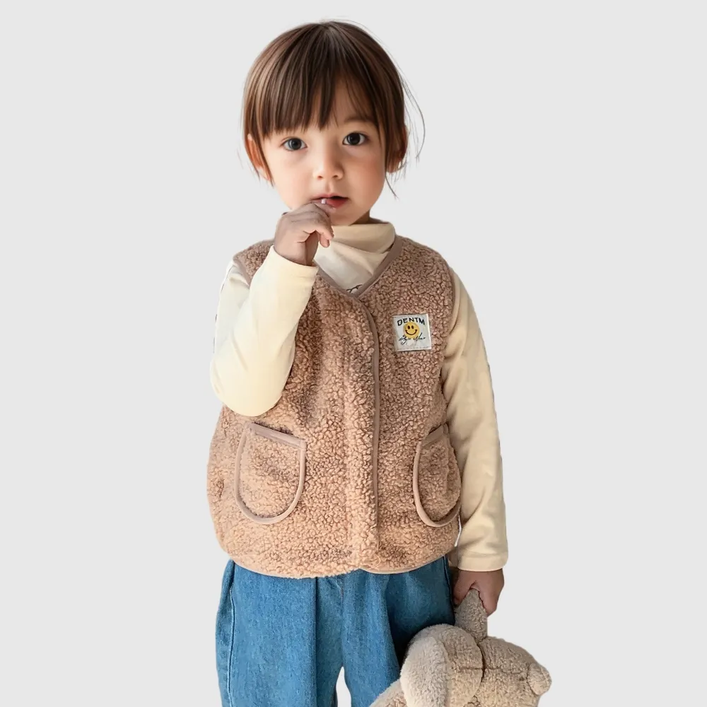 D1206TA09 New Arrival Cotton Fleece Sleeveless Baby Kids Vest And Waistcoats Sehe Fashion